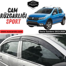 ŞüsCarOto Aksesuar Dacia Sandero 2013-2020 Uyumlu Mugen Cam Rüzgarlığı Seti Piano Black 4\'lü Ithal Parlak Siyah