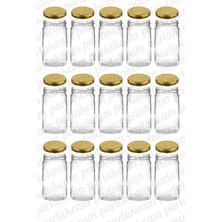 Empressco Şık 300ML Metal Kapaklı Baharat ve Reçel Saklama Kavanozu, 15'li Set