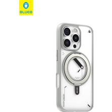 Blueo Punk Rotatable iPhone 15 Pro Max Uyumlu Magsafe Mıknatıslı Tutucu Özellikli Silikon Kılıf Gri