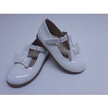 Aktaş Ortopedi Kız Çocuk Direkli Alt Papyon Fiyonk Beyaz Rugan Ortopedik Babet Ayakkabı