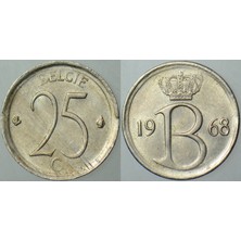 Banknoting Belçika 25 Centimes 1968.