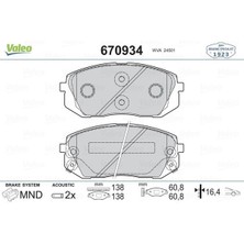 Valeo 670934 - Ön Fren Balata Hyundaı İX35 2.0l D4HA Crdi Dizel 136HP 10-15 / Kıa Sportage 2.0l D4EA D4HA Dizel 06-15 Aşınma Ikaz Kontağı Dahil - Şimli