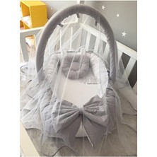 Jaju Baby Nest Gri Cibinlik ve Oyuncak Askılı Lüx Tasarım Jaju-Babynest Bebek Yatağı
