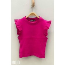 Cuties Kız Çocuk Fırfırlı Kaşkorse Kol Detaylı Bluz 3292 Fuşya