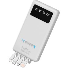 Enerx Powerbank 20000 Mah 2.1 Amper Dahili Kablolu ENR-P20DC Beyaz