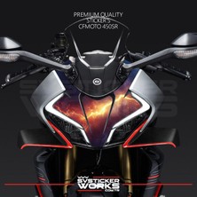 Cfmoto 450SR Sticker Ön Kafa Kaplama Modeli Hazır Kit Kırmızı Şimşek Desen Kaplama