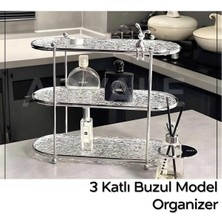 Empressco Kırık Cam Desenli Şeffaf 3 Katlı Organizer, 38X30X15 Cm, Dekoratif ve Şık Tasarım