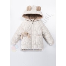 Bebek Vadisi Yeni Tavşanlı Fermuarlı Içi Kürklü Peluş Cepli Kapüşonlu Şişme Kar Kışlık Kız Bebek Mont Çocuk Kaban