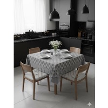 Fırsato Potihome Damalı Kenar Bordürlü Masa Örtüsü 140X140 cm Sofra Bezi, Piknik Örtüsü