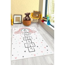 Bebişim Halı Bulutlu Seksek Kalpli Çocuk Halısı