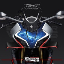 Cfmoto 450SR Sticker Ön Kafa Kaplama Modeli Hazır Kit Mavi Şimşek Desen Kaplama