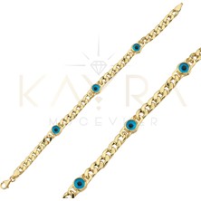 Kayra Mücevher Nazar Boncuklu Altın Çocuk Künyesi ÇB13