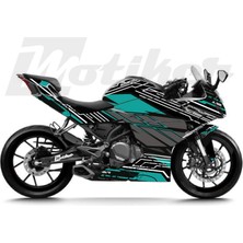 Motiker Cfmoto 250SR K'night Model Parçalı Motosiklet Kaplama Sticker Etiket Modeli Turkuaz Gri Beyaz