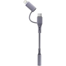 Apera GA78 2in1 Aux Dönüştürücü Silikon Ses Kablosu Type-C ve Lighting Kulaklık Ses Aktarımı iPhone ile Uyumlu