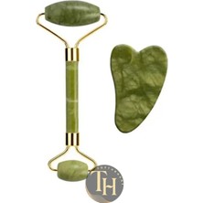 Empressco Yeşim Taşı Doğal Masaj Aleti ve Kalp Gua Sha Yüz Bakım Taşı