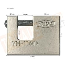 Yuma Kilit Yuma Asma Kilit Kayar Milli Yatay Gri 60 mm