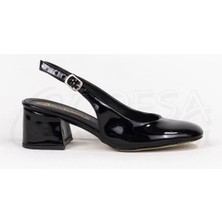 Mergenshoes MF302 Siyah Düz Kadın 6 cm Topuklu Ayakkabı