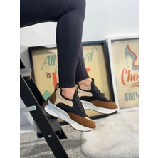 Seniorah Dimity Siyah-Taba gerçek Deri Süet Kadın Spor Ayakkabı