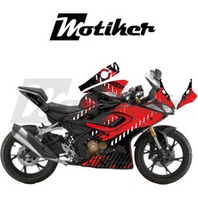 Motiker Rks Srk 125R Kaplama Motosiklet Sticker Etiket Modeli Racing Sport Desen  Kırmızı Siyah Beyaz