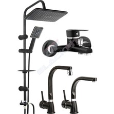 Blackfit Delta Siyah Mutfak Bataryası Tepe Duş Seti Duş Başlığı Batarya Seti