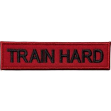 Ex Patch Kırmızı Zemin Train Hard Yazılı Patch Peç - 12X3 cm