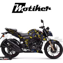 Motiker Apache Rtr 200 Kaplama Sticker Etiket Modeli Motif Desen Sarı Lacivert