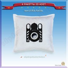 Arçelik S 4122 Kanguru Süpürge Toz Torbası 4'lü Paket, 20 Adet Beyaz