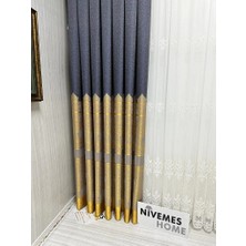 Nivemes Home Nivemeshome Gönen Antrasit-Gold 671539 V-5401 1/3 Sık Pileli Fon Perde Apm