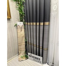 Nivemes Home Nivemeshome Deniz FT614177 V-2504 Antrasit  1/3 Sık Pileli Fon Perde Apm