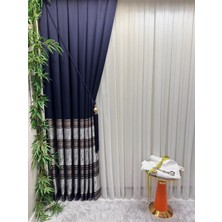 Nivemes Home Nivemeshome Elegans Gold Çizgili 1/3 Sık Pileli Tül Perde Apm