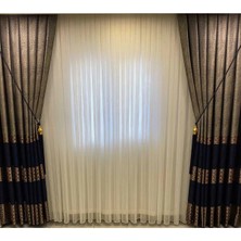 Nivemes Home Nivemeshome 1/3 Sık Pile Naturel Lacivert Gri Pano Fon Perde Apm