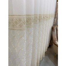 Nivemes Home Nivemeshome Gold Laguna Etek Nakışlı 1/3 Sık Pile Tül Perde Apm