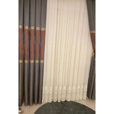 Nivemes Home Nivemeshome Aster Nakışlı 1/3 Sık Pile Tül Perde Apm