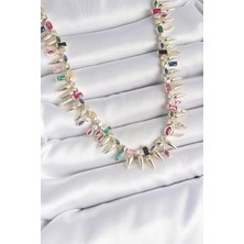 Al-Kar Ticaret Pirinç Gold Renk Zirkon Taşlı Diken Model Vıp Seri Kadın Kolye