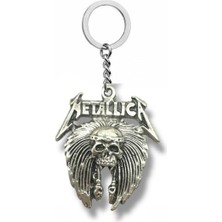 Metallica Temalı Gümüş Renk Unisex Metal Anahtarlık – Rock ve Metal Aksesuar