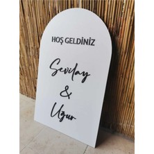 Sly 60X40 cm Oval Beyaz Ahşap & Düğün & Nişan Karşılama Panosu