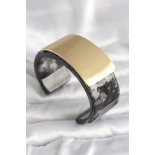 Al-Kar Ticaret Siyah Mermer Desen Akrilik Plastik Gol Dikdörtgen Plaka Model Vingtage Kadın Bilezik