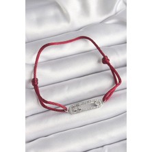 Al-Kar Ticaret Kırmızı Ipli Asansörlü Zirkon Taşlı Gümüş Messika Model Kadın Bileklik