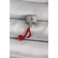 Al-Kar Ticaret 316L Çelik Gümüş Renk Kırmızı Nota Model Nomination Charm