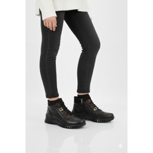 Doçka Kadın Yumuşak Likralı Hakiki Deri Günlük Düz Taban Fermuarlı Ortopedik Bot AE25/KB1988