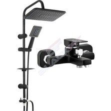 Blackfit Siyah Kare Banyo Bataryası Duç Çeşmesi Tepe Yağmurlama Duş Seti