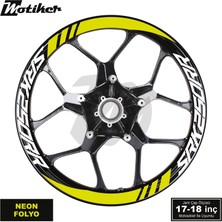 Motiker Rks Qjmotor SRK250RR Geniş Jant Sticker Modeli 16'lı Neon Sarı Beyaz