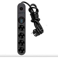 Newstore Home 4lü Siyah 2 USB 1 Type-C Akım Çocuk Korumalı 4lü Priz 2mt Siyah Grup Priz