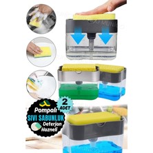 Teknotrust Çift Set Renkli Mutfak Manuel Sıvı Sabunluk ve Yıkama Süngeri