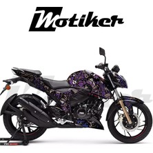Motiker Apache Rtr 200 Kaplama Sticker Etiket Modeli Motif Desen Mor Gri