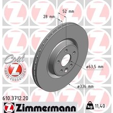 Zimmermann On Fren Dısk Aynası Havalı Volvo S60 Iı 10 15 S80 Iı 06 V60 I 11 15 V70 Iıı 07 15 XC70 Iı 09 15 336CM Cap