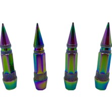 Caralp Sivri Sibop Kapağı Mermi Sibop Kapağı Araba Motosiklet Bisiklet Metal Bukalemun Renkli 4 Lü Set