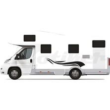 Motiker Karavan Dalgalı Çizgi Sticker Etiket