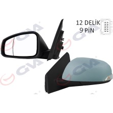 GVA Dış Dikiz Aynası Sol Megane-Fluence 08 Elektrikli Isıtmalı Sinyalli Sensörlü Isıtmalı Astarlı Asferik 9 Fiş VM-6138EHPSAL