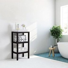 Omaş Household Product Ombeg Vesken ( Düz ) Dekoratif 3 Katlı Plastik Çok Amaçlı Banyo Düzenleyici Saksılık Kitaplık Siyah